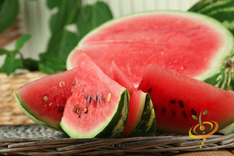 Fresh all-sweet watermelon seeds from SeedsNow, showcasing green and black seed varieties on a white background.